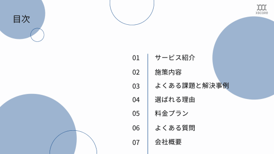 SEO対策サービス資料 目次スライド