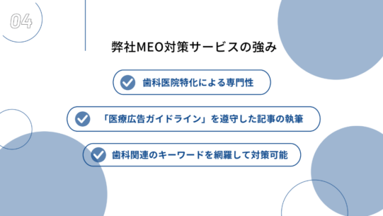 歯科医院向けMEO 弊社の強み 